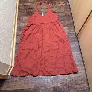 J. Crew Rust Halter Linen Dress